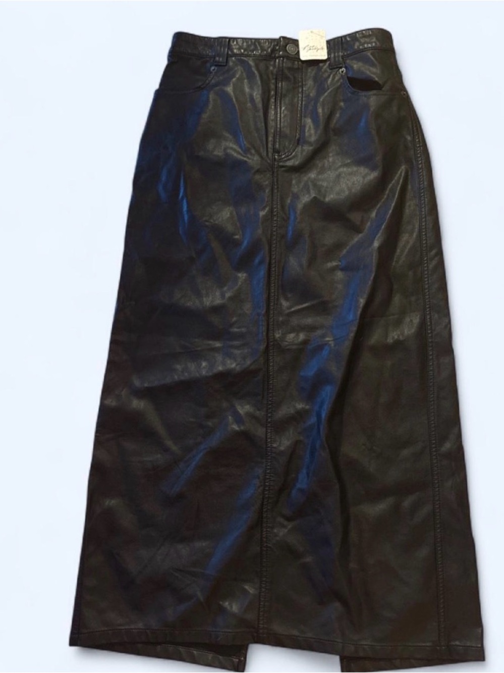 Free People Black Faux Leather Maxi Skirt